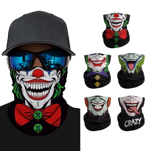 Breathable Neck Gaiter UPF 30+ Sun Protection Face Mask for Men & Women - color: 5pcs-clown-1