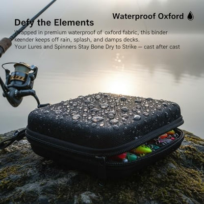 Waterproof Bait Storage Binder Case, Hard Shell EVA Shockproof Fishing Lure & Spinner Organizer Bag with 16 Slots (Case Only)