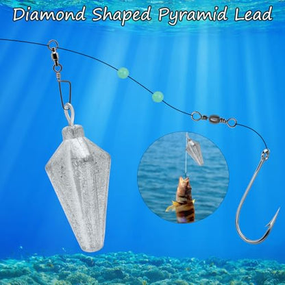 Fishing Pyramid Weights Rhombus Quadrangle Lead Triangle Fishing Sinkers | Surf Fishing Sinkers for Ocean Saltwater Fishing Casting Gear Tackle 1oz 2oz 3oz 4oz - size: 1oz-10pcs