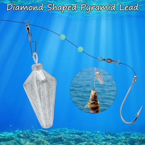 Fishing Pyramid Weights Rhombus Quadrangle Lead Triangle Fishing Sinkers | Surf Fishing Sinkers for Ocean Saltwater Fishing Casting Gear Tackle 1oz 2oz 3oz 4oz - size: 2oz-8pcs
