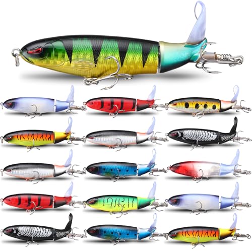 Talltalk 16 Pcs Fishing Lures for Bass Trout Perch Freshwater Trout Perch Freshwater Swimming Fishing Bait Swimbaits for Bass Slow Sinking Lifelike Fish Kit - style: Rotating Tail