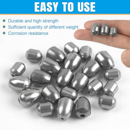 Egg Sinkers Fishing Weights Kit, 23/40pcs Fishing Weights Sinkers Slip Sinkers Catfish Weights Bass Casting Sinker Weights Lead Free Fishing Weights for Freshwater Saltwater Fishing - style: 23pcs Kit