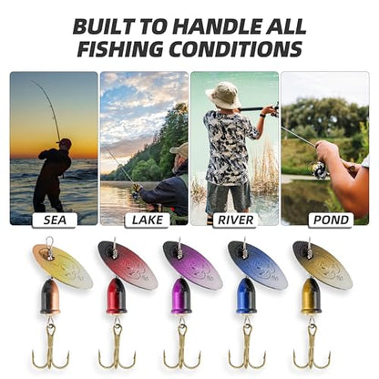 Inline Spinnerbaits for Bass Trout Pike – Premium Spinner Lures with Treble Hooks & Flash Blades for Freshwater & Saltwater Fishing – Durable, Vibrant, and Deadly Effective - style: Bell Spinner