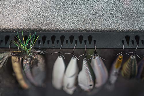 T-H Marine Tackle Titan Fishing Lure Rack – 14" Black – Holds 40+ Hook and Rig Lures – Tackle Storage Organizer with 20 Large & 22 Small Holes – Mounts with Screws or Tape – Compact Boat Use