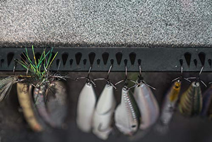 T-H Marine Tackle Titan Fishing Lure Rack – 14" Black – Holds 40+ Hook and Rig Lures – Tackle Storage Organizer with 20 Large & 22 Small Holes – Mounts with Screws or Tape – Compact Boat Use