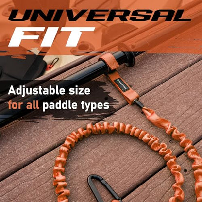 Gradient Fitness 2 Pack Kayak Paddle Leash, 5-8 Feet Stretchable Paddle Strap with Carabiner Secure Leash Lanyard Rope for SUP Kayak Canoe Paddle Fishing Pole Rod - color: Orange