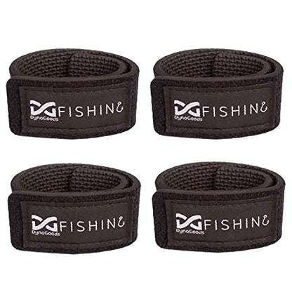 Fishing Rod Straps for Casting, Spinning, or Fly Rods, Pole Ties (4-Pack) - color: Black
