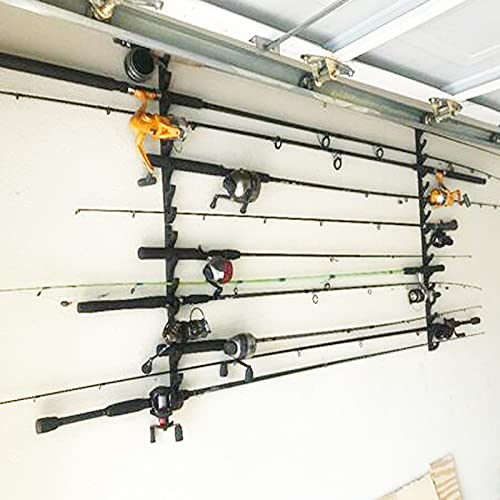 Pmsanzay Horizontal Rod Rack for Fishing Rod Wall Rack Storage Fishing Rod Holder - Hold 4 Fishing Rods - Space Saving - Easy to Install - Hardware Included - No Fishing Rod
