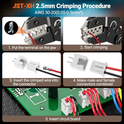 Preciva Crimping Tool Connector kit - AWG28-16/0.08-1.5mm² Ratcheting Crimper with 620Pcs Connectors and 1600Pcs Pins | Crimp Tool for Dupont, JST, ATX, EPS, PCIE, SATA Series