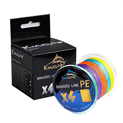 Kmucutie Braided Fishing Line 4 Strands 10lb-80lb Superline Abrasion Resistant Braided Lines Super Strong High Performance PE Fishing Lines - color: Rainbow, size: 50LB/0.35MM/300YDS