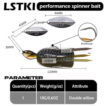 Spinnerbaits Fishing Lures, Bass Fishing Lures Weighted Spinner Baits Buzzbait, Hard Metal Lure Topwater Swimbait Jig for Trout Salmon Pike Bass Saltwater Freshwater Saltwater - color: D