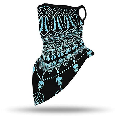 YAYOUREL Neck Gaiter Face Mask Bandanas for Men Women UV Face Scarf Cover Ear Loop Hole Facemask for Fishing Running Cycling - color: Blue Blue Black