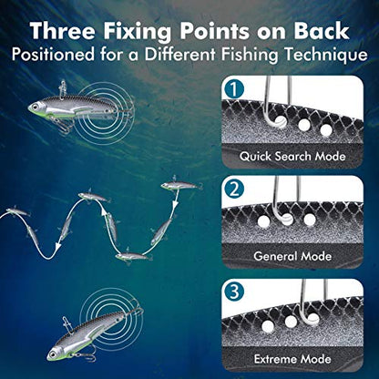 TRUSCEND Vibespinner Easy Catch Fishing Lures with BKK Hooks, Tail Spinner Baits with 4 Actions, Vibrating Swimming Flashing & Jigging for More Bites, Spoon Lures for Bass Trout Crappie Walleye Pike - color: C3-0.3oz-2.2"