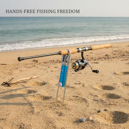 1 Pack Fishing Rod Holder, Stainless Steel Ground Spike for Bank and Shore Fishing, Foldable Design