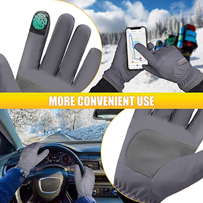 ihuan Winter Waterproof Ski Gloves Men Women, Snow Warm Cycling Cold Weather, Driving Biking Running - color: Grey, size: Small