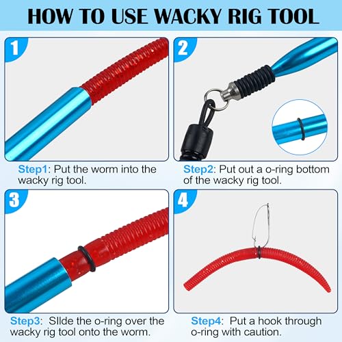 Wacky Rig Kit, 201pcs Bass Fishing Wacky Rig Tool Kit with Soft Plastics Lures Bass Hooks Nail Weights Bullet Sinkers O-Rings Fishing Lures Tackle Box Kit