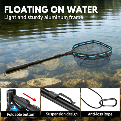 THKFISH Telescoping Fishing Rod and Reel Combo with Backpack, Carbon Fiber Travel Fishing Pole Spinning Reel Kit with Fishing Lures, Fishing Tools Kit for Men - color: Camo Backpack With Fishing net, size: 39IN