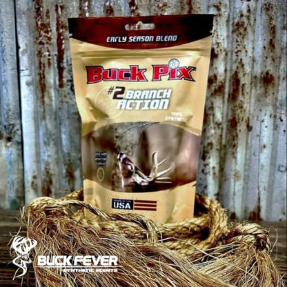 Buck Fever Buck Pix 2,3,4-Piece kit - Synthetic Deer Scent (4 oz Branch Action & 4 oz Dirt Fusion) for Whitetail & Mule - Non-Spoiling Deer Attractant for Outdoor Trail Camera - size: 4 oz (Branch Action)