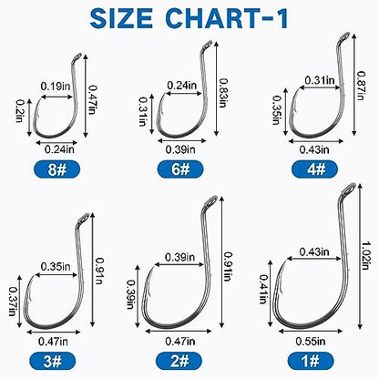 Octopus Baitholder Fishing Hooks, 120pcs Double Barbed High Carbon Steel Offset Circle Hooks Extra Sharp Bait Holder Live Bait Fish Hooks for Bass Catfish Walleye Freshwater Saltwater - size: 3#-120PCS