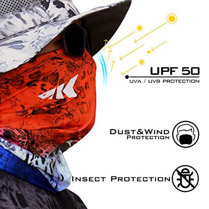 KastKing Sol Armis Neck Gaiter - UPF 50 Face Mask - UV Sun Protection Mask for Men & Women, Fishing, Hiking - color: K: Rocket Pop (Size: 19"x9.5")