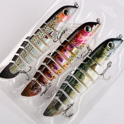 Crankbait Fishing Lure Pike Muskie Lures Lifelike Multi Jointed Swimbait Segement Hard Minnow Bait Treble Hook - color: HS075DEF-3pcs/set
