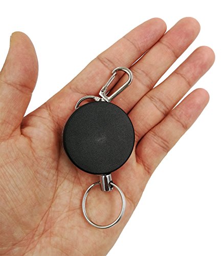 Drchoer Fly Fishing Zinger Retractors: 4pcs Metal Retractable Key Badge Holder with Belt Clip and Steel Cord - Extendable Keychain Reel for Nippers Fly Fishing Equipment