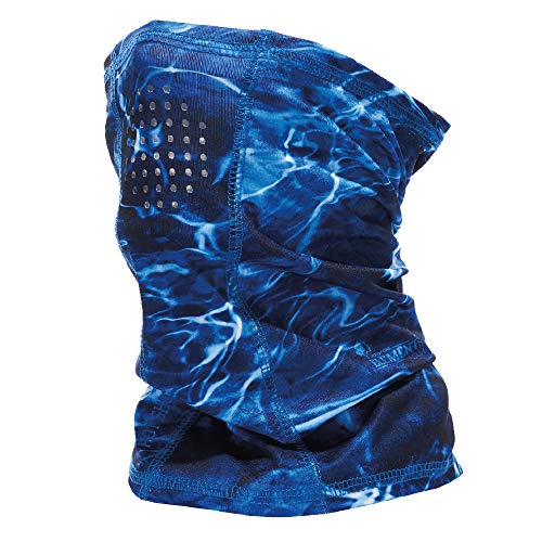 HOT SHOT Cooling Fishing Gaiter - UPF 50 Sun Protection – Breathable Face Mask - color: Mossy Oak Elements Agua - Marlin