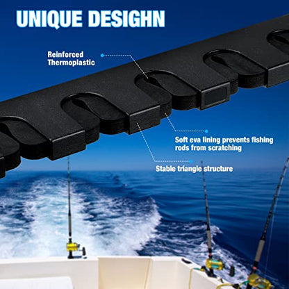Jexine 8 Pack Horizontal Fishing Rod Holders 15 Inches Wall Mounted Fishing Rod Rack Vertical Fishing Pole Organizer 6 Rod Storage with Screws for Garage and Boat Accessories