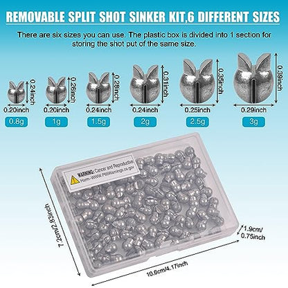 Split Shot Fishing Weight 110pcs Fishing Weights Sinkers Removable Clip On Fly Fish Line Round Lead Weights for Bass Trout Walleye - size: 1/11 oz (110 pcs)