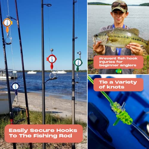 HOOK-EZE Fly Fishing Accessories - Fishing Knot Tying Tool for Tying Fishing Line to Hooks - Fishing Gear and Equipment, Gadget to Tie Knots Quick and Easy - Fishing Gifts for Men - color: Blue
