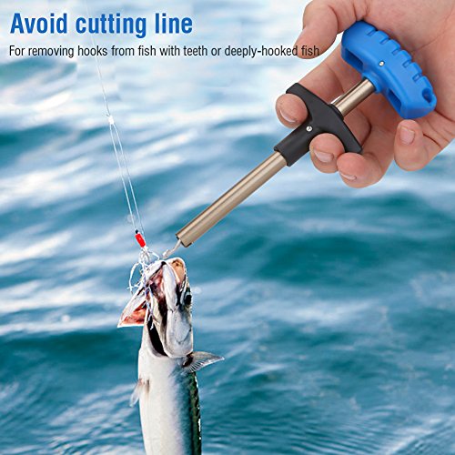 Tbest Fishing Hook Remover Stainless Steel T Shaped Quick Needle Remover Extractor Fish Hook Removing Tools Saltwater Freshwater - size: Small