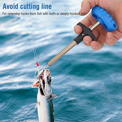 Tbest Fishing Hook Remover Stainless Steel T Shaped Quick Needle Remover Extractor Fish Hook Removing Tools Saltwater Freshwater - size: Small