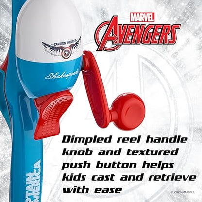 Shakespeare Youth Fishing Reel and Rod Combo - color: Marvel Captain America 7pc Kit