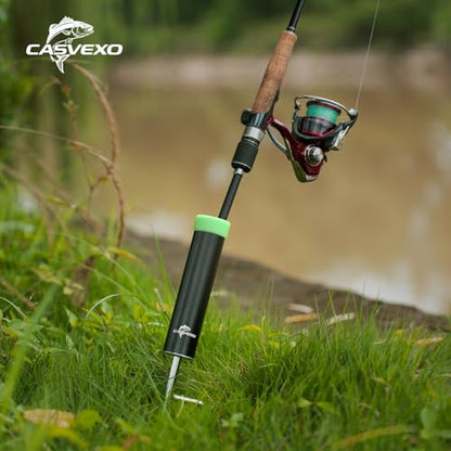 Fishing Pole Holder , 2 Pack Aluminum Fishing Rod Holder for Ground, Rod Holders for Bank Fishing, Double Spike Support, 2 Free Alarm Bells