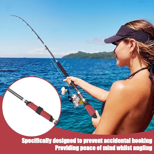 Huakaile 10 Packs Red Fishing Lure Covers Protector, 6.3'' Rod Lure Wrap Sleeves, Fishing Pole Hook Covers Shield Reel Gloves Hook & Loop Fastener for Bait (Red) - color: Red