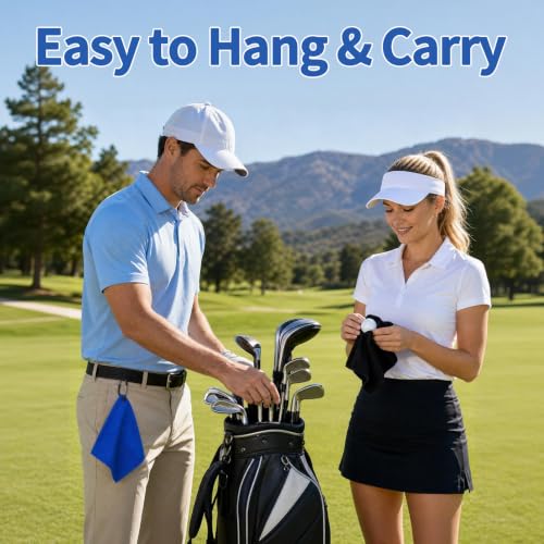 3PCS Golf Ball Towel Small Pocket Towel with D Clip Fast Drying Easy Clean Portable Golf Ball Cleaner Pouch Outdoor Accessories for Beginners Men Women
