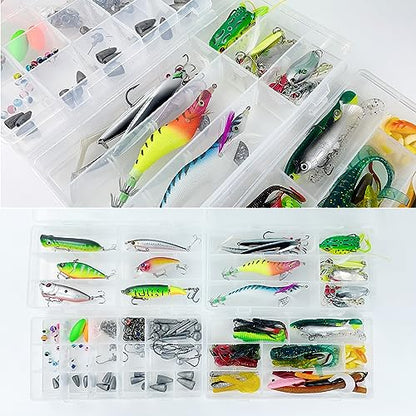 Fishing Lures Kit with Tackle Box Included Crankbait, Minnow, Spinnerbaits, Spoons, Soft Lures, Jigs, Hooks, Bait Rigs, Weights Sinkers, Topwater Lures Freshwater Saltwater 346/353Pcs - color: 353pcs