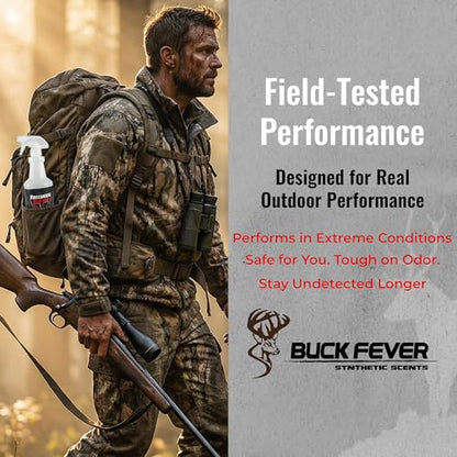 Buck Fever Vanishing Hunter Scent Killer Spray, Synthetically Formulated Hunting Scent - Suitable in Extreme Weather Conditions for Human & Gears - Scent Blocker Spray Neutralizers Human Odor - size: 32oz