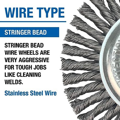Mercer Industries 186060 - 5" x 5/16" x 5/8"-11 Stringer Bead Wire Wheel, .020 Stainless Steel Wire - color: Stainless Steel, size: 5" x 5/16" x 5/8"-11, style: Stringer Bead Wire Wheel