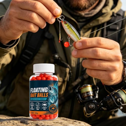 Fish Bait Floating Lure Strike High Buoyancy Floating Bait Pellet Indicator | Bait Balls for High-buoyancy floating bait pellets; fish-attracting formula with Lakes Rivers Sports Outdoors Trout Cod Bass