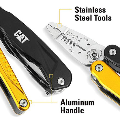 CAT 14-in-1 Multitool Pliers, Wire Stripper, Multi Purpose Electricians Pliers, Aluminum Handles and Stainless Steel Tools, Storage Pouch, Safety Lock - 980104 - size: 14-in-1