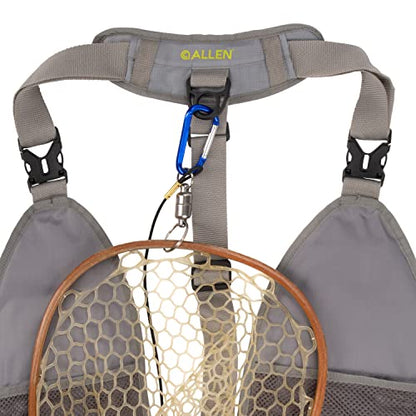 Allen Company Ultra-Light Gallatin Strap Pack Fishing Vest, Fits up to 4 Tackle/Fly Boxes, 14 Accessory Pockets - color: Gray/Lime