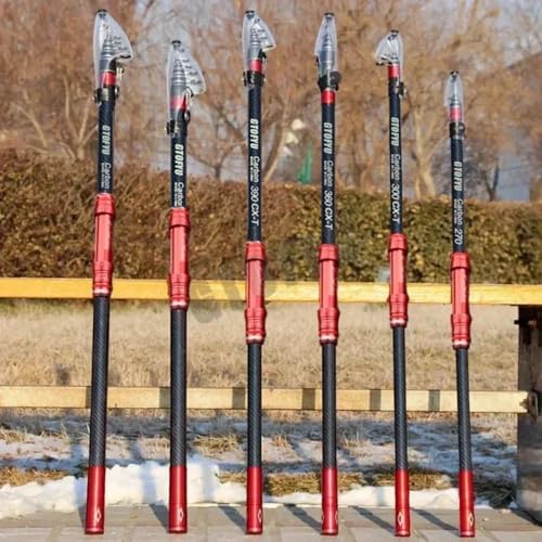Telescopic Fishing Rod, Carbon Fiber Travel Surf Rod, Spinning Power Lure 2-9Oz, 20-50LB，Medium-Heavy Throwing Surfcasting Baitcasting Pole, Distance Throwing Fishing Rod - size: 2.7M/9Ft