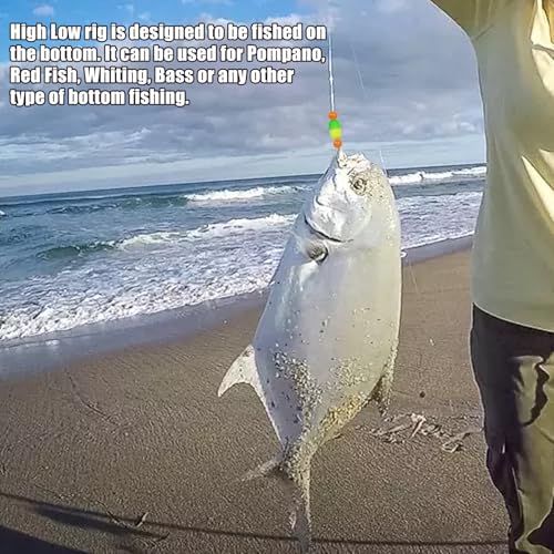 Pompano Rigs for Surf Fishing Saltwater Floats Catfishing Pompano Fishing Rigs with Double Circle Hooks and Pyramid Sinker 5pcs/8pcs - color: Green and Chartreuse Pompano Rigs 5pcs