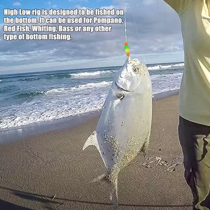 Pompano Rigs for Surf Fishing Saltwater Floats Catfishing Pompano Fishing Rigs with Double Circle Hooks and Pyramid Sinker 5pcs/8pcs - color: Green and Chartreuse Pompano Rigs 5pcs
