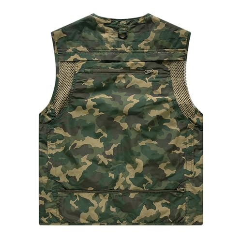Men's & Youth Outdoor Fishing Vest,Khaki Camo Work Safari Travel Photography Vests,Family Matching Hiking Waistcoat,XL(US XS)