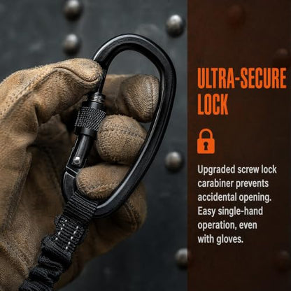 Safety Tether Tool Lanyard: 5PCS Safety Fall Protection Tools Leash Adjustable Loop End and Screw Lock Carabiner Clip
