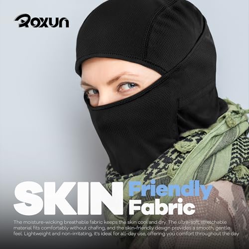 ROXUN Ski Mask Balaclava, Motorcycle Summer Cooling Breathable UV Protector - color: Ace - One Rose Red