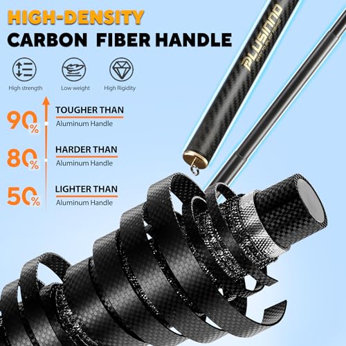 PLUSINNO Floating Fishing Net with Telescoping Handle, Carbon Fiber Ultralight Long Fish Net, Collapsible Landing Net 6.56/7.86Ft, Fishing Gear Kayak Accessories for Bass Trout Salmon - style: 7.86 Ft / 2.4m Full Length