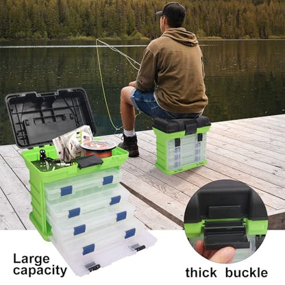 Fishing Tackle Box, 4 Layers Fishing Box, Tackle Boxes, Quick-Access Top Storage with Lid for Fishing Gear and Accessories,（Green）by KUKLIPJIM - color: Green